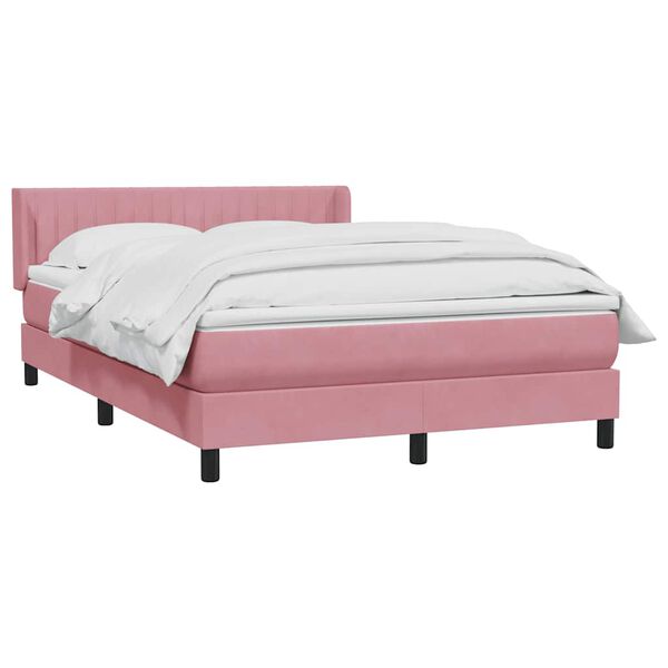 vidaXL Giroletto a Molle con Materasso Rosa 160x210 cm in Velluto