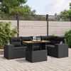 vidaXL Set Divano da Giardino 6 pz con Cuscini Nero in Polyrattan