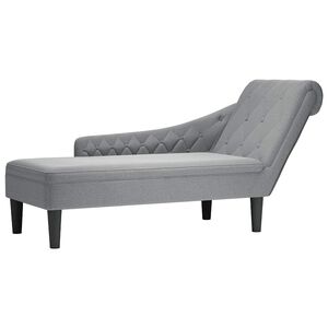 vidaXL Sdraio con Cuscino e Bracciolo Destro in Tessuto Grigio Chiaro