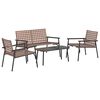 vidaXL Set da Pranzo per Giardino 4 pcs Marrone polyrattan