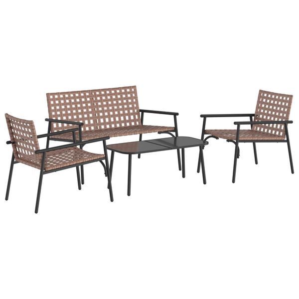 vidaXL Set da Pranzo per Giardino 4 pcs Marrone polyrattan