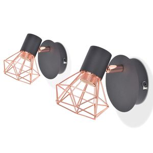 vidaXL Applique 2 pz E14 Nero e Rame