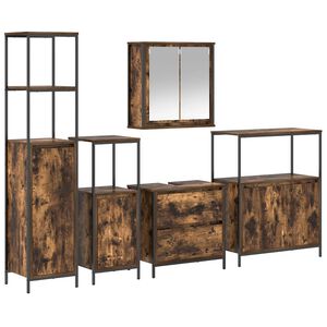 vidaXL Set di mobili per il bagno 5 pcs Marrone Legno multistrato