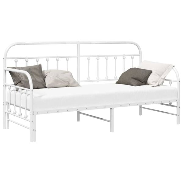 vidaXL Struttura per letto di giorno Bianco 80 x 200 cm Acciaio