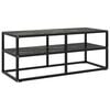 vidaXL Mobile TV Nero con Vetro Nero Marmo 100x40x40 cm