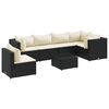 vidaXL Set Salotto da Giardino con Cuscini 7pz Nero Polyrattan