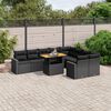vidaXL Set Divani da Giardino 10pz con Cuscini in Polyrattan Nero