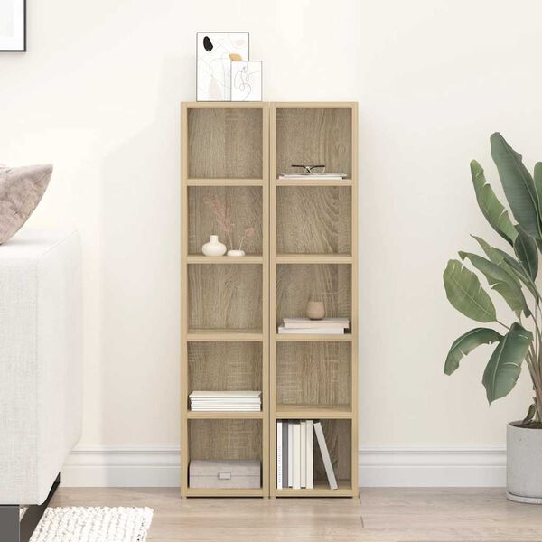 vidaXL Mobili Porta CD 2pz Rovere Sonoma 21x16x93,5 Legno Multistrato