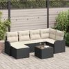 vidaXL Set Divano da Giardino con cuscino 7 pcs Nero Poly Rattan