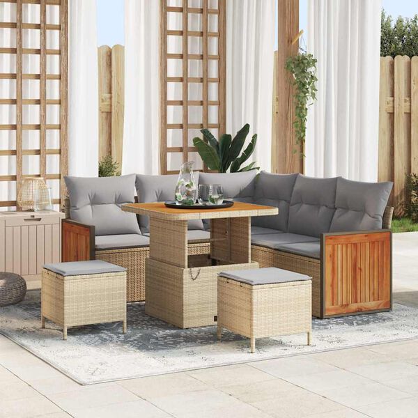 vidaXL Set Divano da Giardino con cuscino 8 pcs beige e grigio chiaro