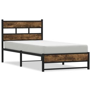 vidaXL Giroletto senza Materasso in Metallo Rovere Fumo 75x190 cm