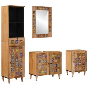 vidaXL Set di mobili per il bagno con cassetto 4 pcs Naturale