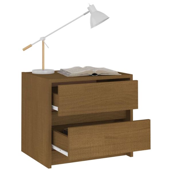 vidaXL Comodino ambra 40x30,5x35,5 cm in Legno Massello di Pino