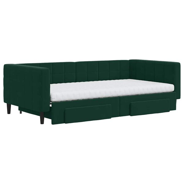 vidaXL Divano Letto Estraibile Cassetti Verde Scuro 100x200cm Velluto