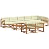 vidaXL Set di divani da esterno con cuscino 9 pcs Naturale e Crema