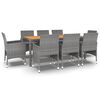vidaXL Set Mobili da Pranzo per Giardino 9 pz in Polyrattan Grigio