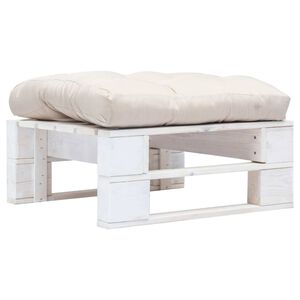 vidaXL Ottomana Pallet da Giardino con Cuscino Bianco Sabbia in Legno