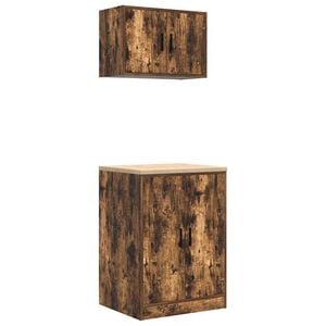 vidaXL Armadi da Garage 2 pz Rovere Fumo in Legno Multistrato