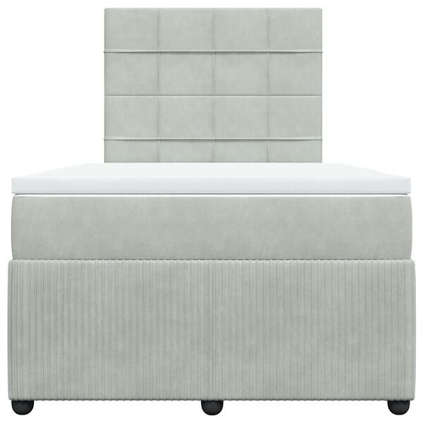 vidaXL Giroletto a Molle con Materasso Grigio Chiaro 120x200cm Velluto