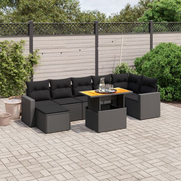 vidaXL Set Divano da Giardino 8 pz con Cuscini Beige in Polyrattan