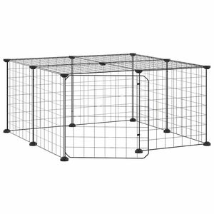 vidaXL Gabbia per Animali 12 Pannelli con Porta Nero 70x70x35 cm Acciaio