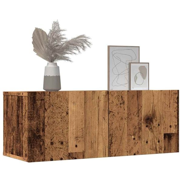 vidaXL Mobili TV a Parete 2pz Legno Antico 80x30x30 cm
