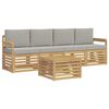 vidaXL Set di divani da esterno 5 pcs Bianco e Grigio Chiaro