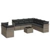 vidaXL Set Divano da Giardino 10 pz con Cuscini Grigio in Polyrattan
