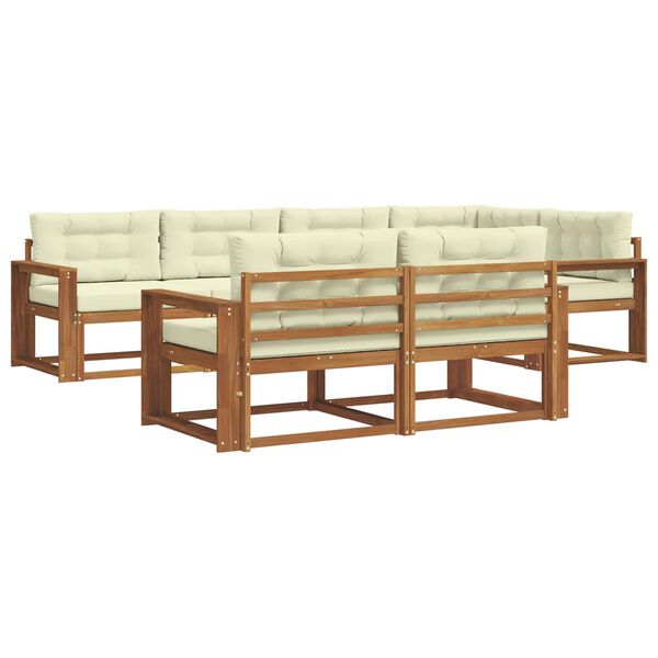 vidaXL Set di divani da esterno con cuscino 7 pcs Naturale e Crema