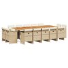 vidaXL Set da Pranzo da Giardino 15 pz con Cuscini Beige in Polyrattan