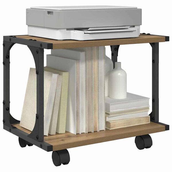 vidaXL Supporto per Stampante Rovere artigianale 41 x 28 x 33.5 cm