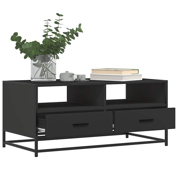 vidaXL Tavolino Salotto Nero 100x50x45 cm Legno Multistrato e Metallo