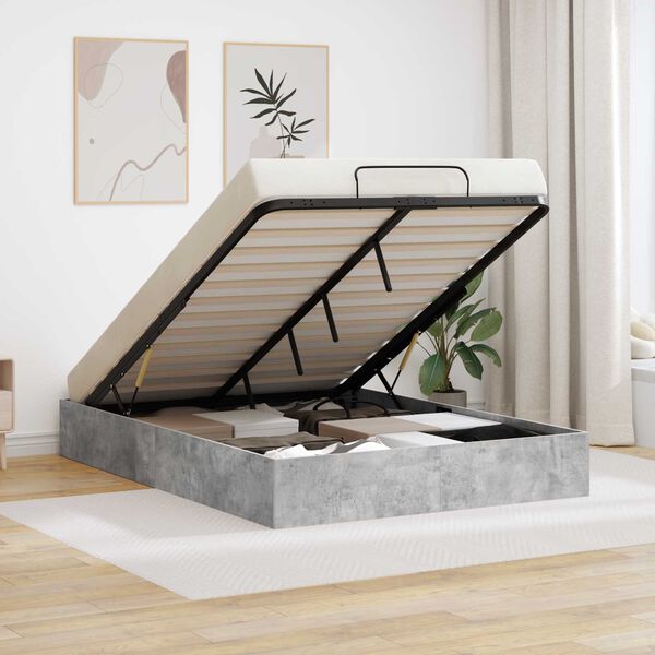 vidaXL Letto ottomano Grigio Cemento 150 x 200 cm Legno ingegnerizzato