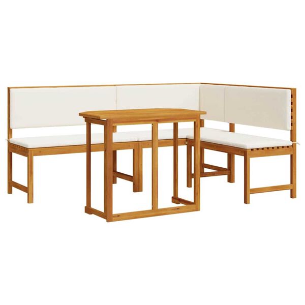 vidaXL Set Panchina da Giardino 3 pcs Marrone Legno di Acacia Massello