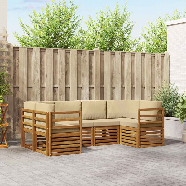 vidaXL Set divano sezionale 6 pcs Naturale Legno di Acacia Massello