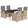 vidaXL Set Pranzo da Giardino 5 pz con Cuscini Beige Misto Polyrattan
