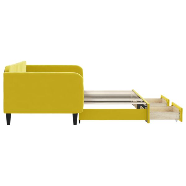 vidaXL Divano Letto Estraibile con Cassetti Giallo 100x200cm Velluto