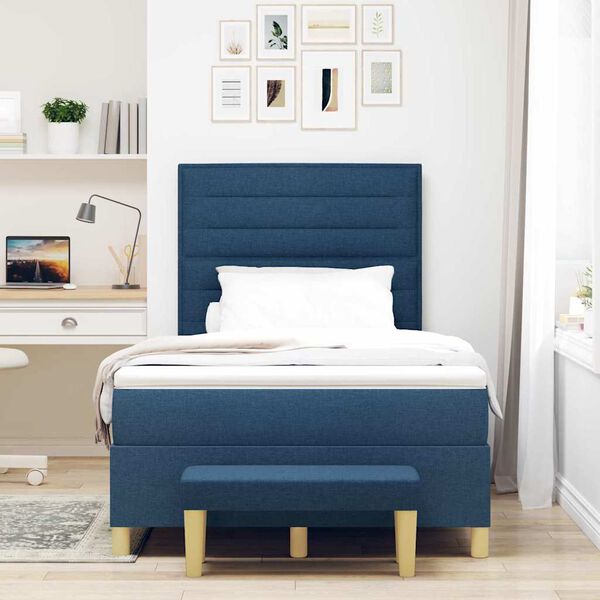 vidaXL Letto a molle con materasso Blu 120 x 190 cm Tessuto