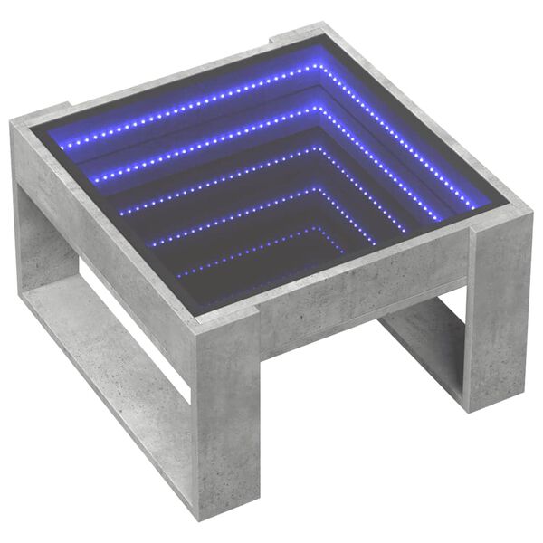 vidaXL Tavolino Salotto con LED Infinity Grigio Cemento 50x53x30 cm