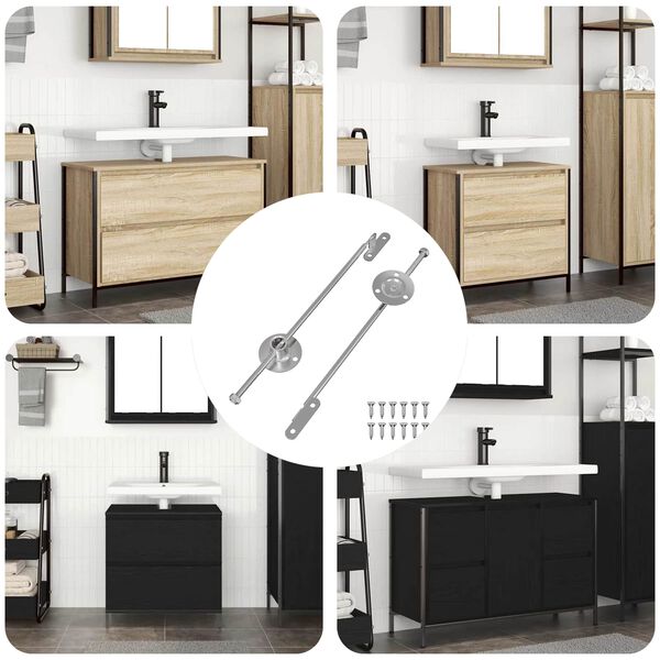 vidaXL Cerniera a barra di trascinamento 2 pcs Argento 190 mm Ferro