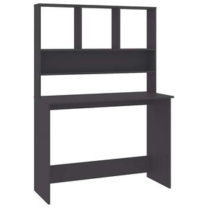 vidaXL Scrivania con Mensole Grigia 110x45x157 cm in Legno Multistrato