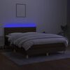 vidaXL Letto a Molle Materasso e LED MarroneScuro 140x190cm in Tessuto