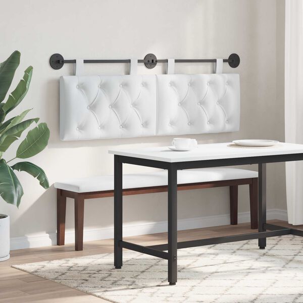 vidaXL Testata appesa Bianco 150 x 55 x 7 cm Tessuto