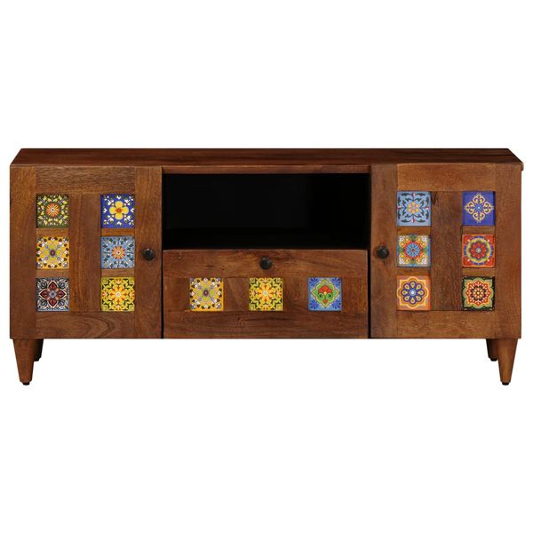 vidaXL Mobile TV Noce 105 x 33 x 46 cm Legno di mango massello