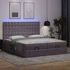 vidaXL Pouf Letto con Materassi e LED Grigio 160x200cm Similpelle