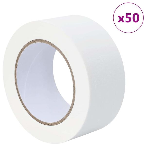 vidaXL Nastri Adesivi per Pittori 50 pcs Bianco 50mm x 50m Carta