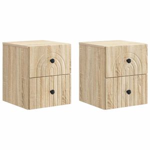 vidaXL Mobiletto da notte a muro 2 pcs Rovere Sonoma 33 x 34,5 x 40 cm