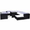 vidaXL Set Divani da Giardino 10 pz con Cuscini in Polyrattan Nero