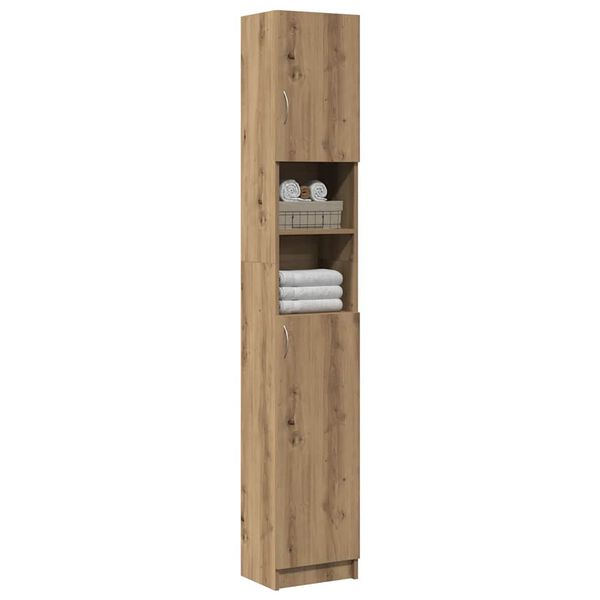 vidaXL Mobiletto da bagno artigianale in rovere 32x25,5x190 cm in legno ingegnerizzato