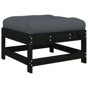 vidaXL Poggiapiedi da Giardino con Cuscino Legno Massello di Pino Nero